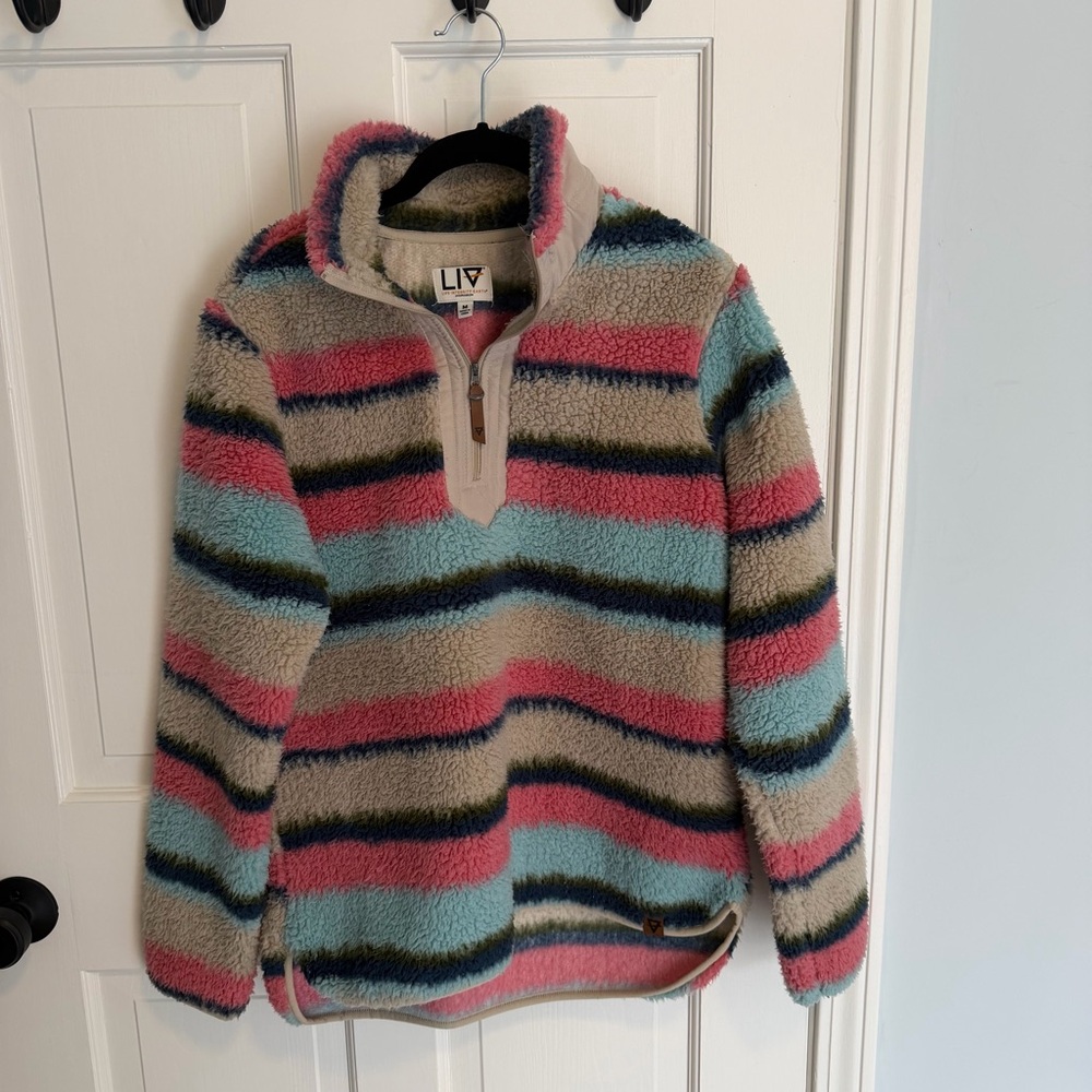 Life Integrity Earth (LIV) Fleece/Sherpa Quarter-Zip Pullover sz M